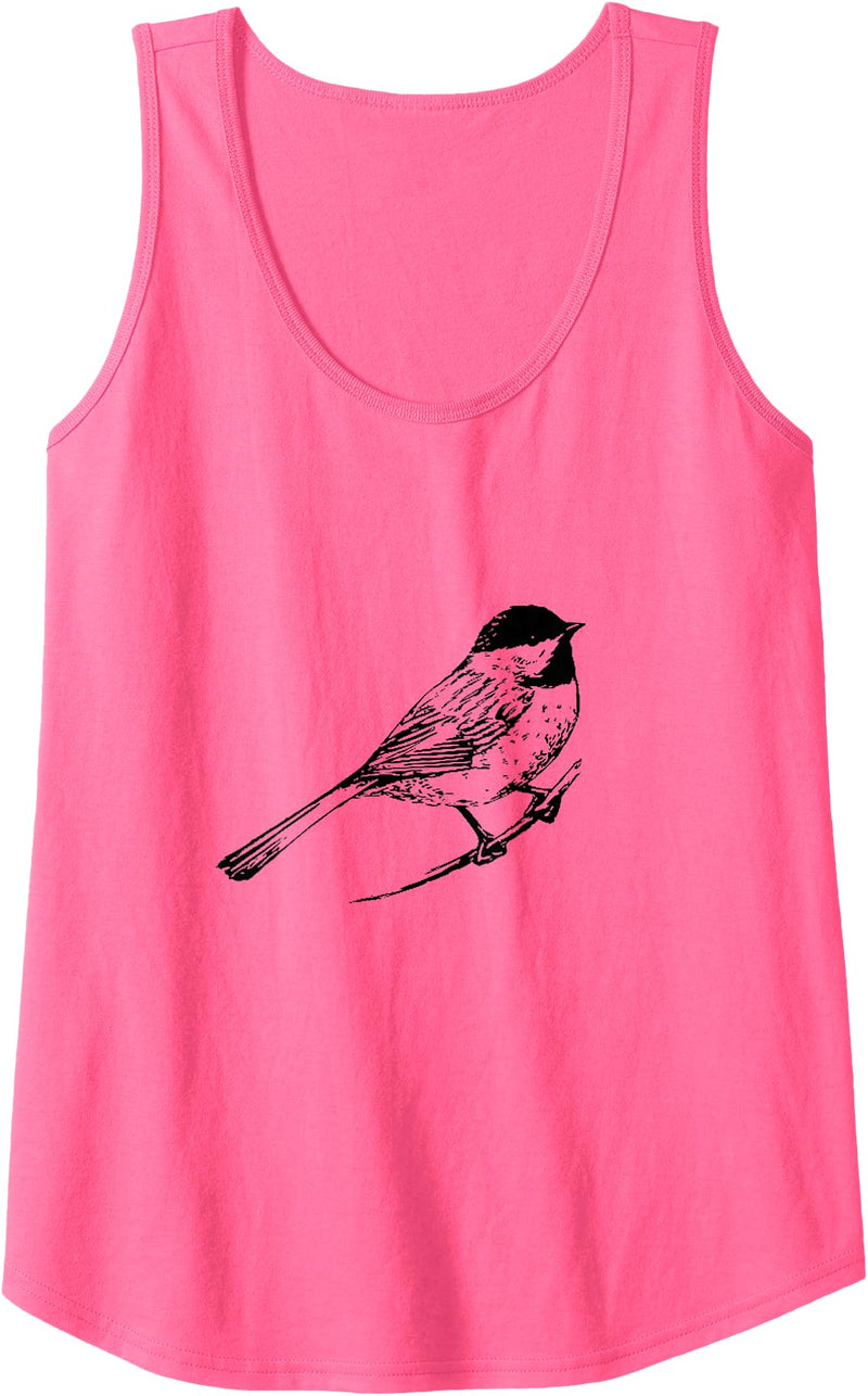 Chickadee Bird Animal Birding Tank Top - Neon Pink