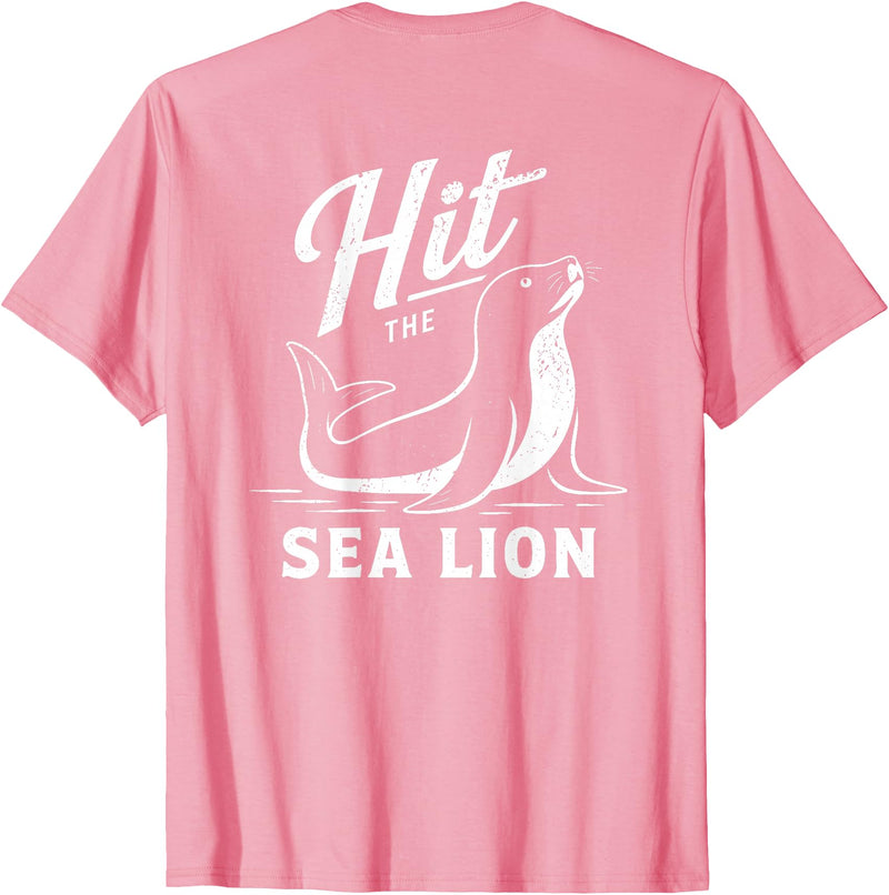 Sea Lion Trend (On Back) Hit The Sea Lion Funny Sealion Dance Trend T-Shirt - Pink