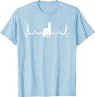 LLama Gifts & Accessories Llama Heartbeat Alpaca Llama Lover T-Shirt - Baby Blue