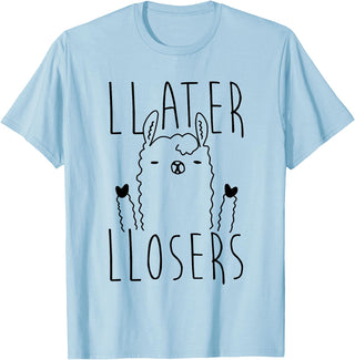 Foxy AF Later Losers Llama T-Shirt T-Shirt - Baby Blue