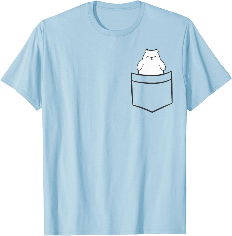 Arctic Polar Bear Gifts And Tees Polar Bear In a Pocket Cute Pocket Polar Bear T-Shirt - Baby Blue