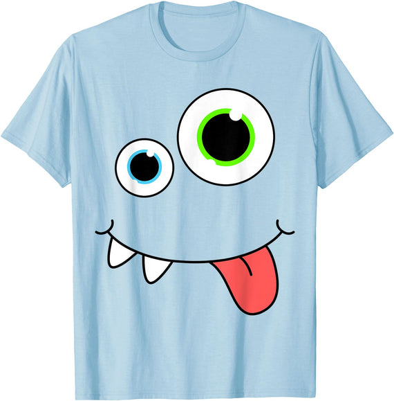 Planet Monster Face Funny Silly Monster Face Group Costume Birthday Halloween T-Shirt - Baby Blue
