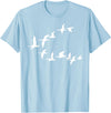 Marron Bear Birds In Flight, V Pattern Flock Of Geese T-Shirt - Baby Blue