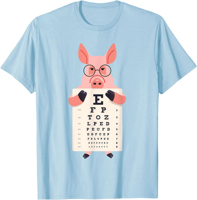 Piglet Pig Animal Children's Glasses with Optician Vision Test Board T-Shirt