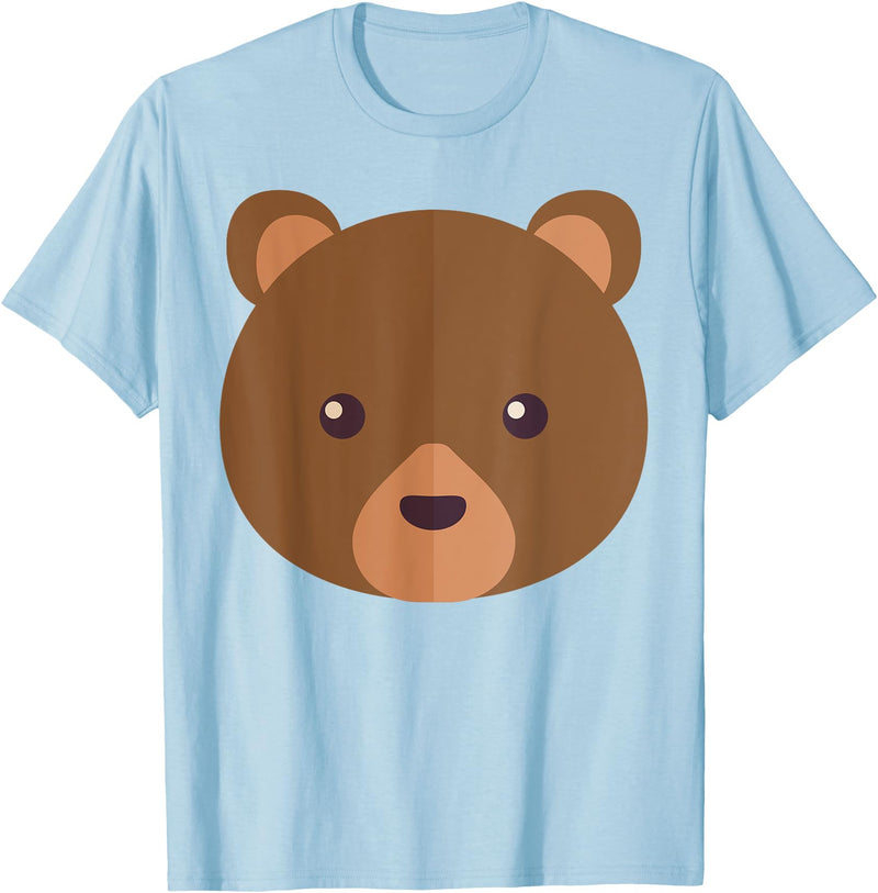 Fun And Cute Animal T-Shirts Bear Face Costume Shirt Funny And Cute Animal Tee T-Shirt - Baby Blue