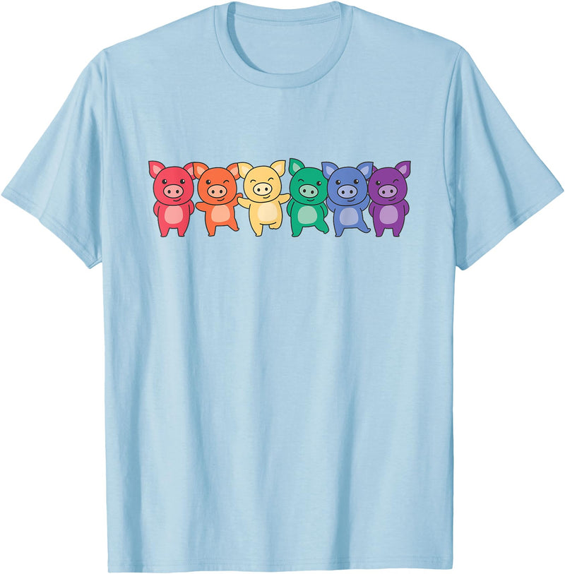 Cute Animals Lgbtq+ Pride Month Rainbow Flag Pride Month Lgbtq Rainbow Pig T-Shirt - Baby Blue