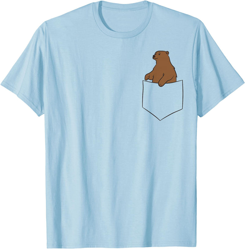 Cute Bear Lover Gifts Grizzly Bear Fake Bag T-Shirt - Baby Blue