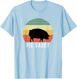 Pig Farmer for Men Women Kids Boys Girls Pig Dad - Daddy Farmer Farming Farm Pork Animal Livestock T-Shirt - Baby Blue