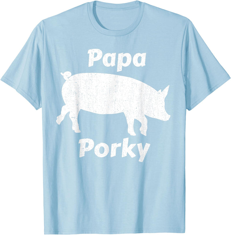Papa Porky Pig Daddy Father Hog pork T-Shirt - Baby Blue