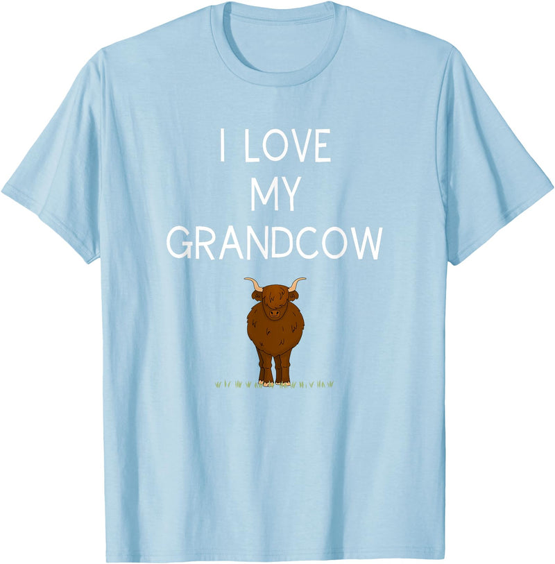 Best Pet Grandparents Ever I Love My Grand Cow Funny Highland Cow Lover Grandma Grandpa T-Shirt - Baby Blue