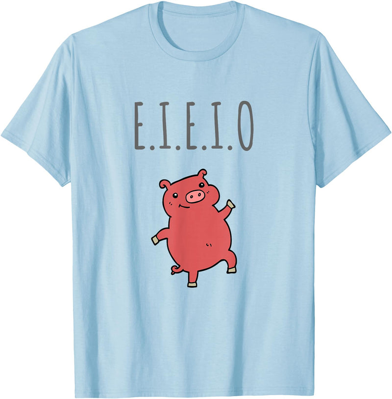 Things by Sally Stuff by Sally: EIEIO Dancing Pig Fun T-Shirt T-Shirt - Baby Blue