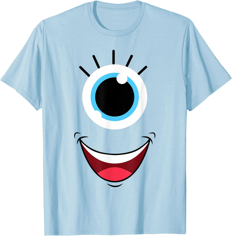 Planet Monster Face Funny Scary Monster Eyeball Face Easy Halloween Costume T-Shirt - Baby Blue