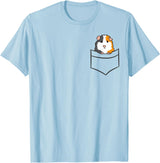 Funny Guinea Pig Lover Gifts Guinea Pig Owner Cute Pocket Guinea Pig T-Shirt - Baby Blue