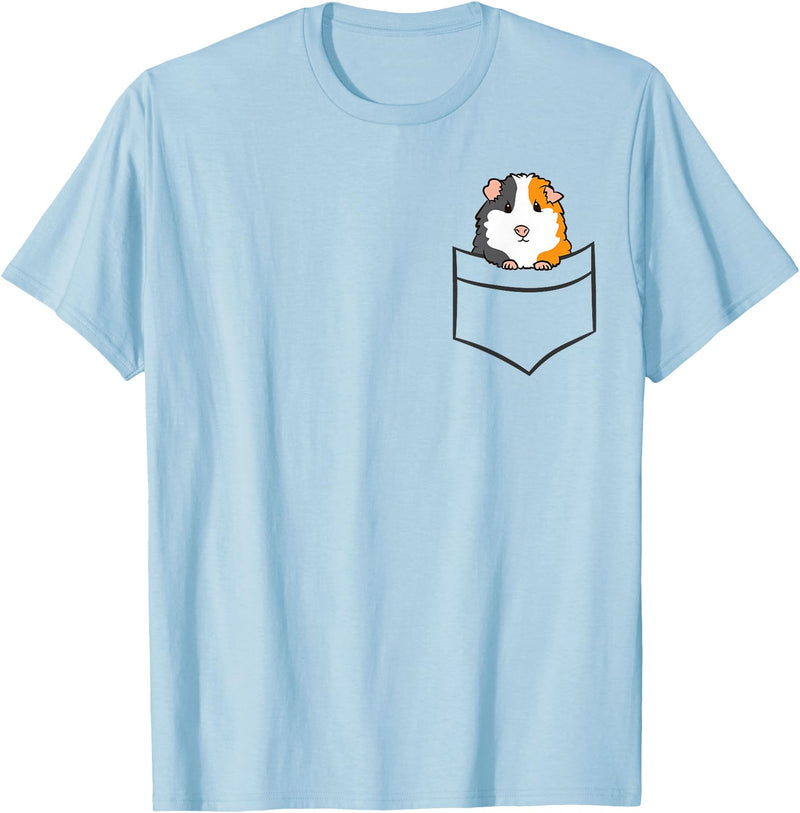 Funny Guinea Pig Lover Gifts Guinea Pig Owner Cute Pocket Guinea Pig T-Shirt - Baby Blue