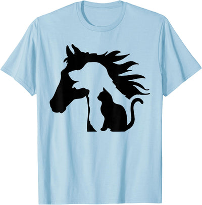 Horse Dog Cat Silhouette Apparel Horse Dog Cat Silhouette Animal Lover for Farmer T-Shirt