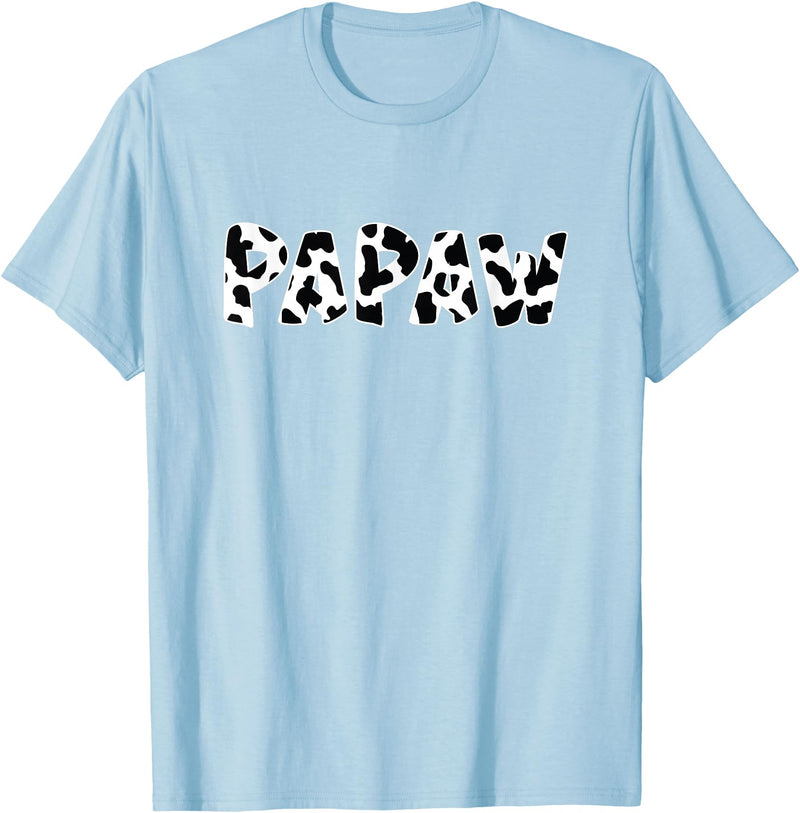 funny saying Gifts for Family Members and more Papaw Cow Print Cow Pattern T-Shirt - Baby Blue