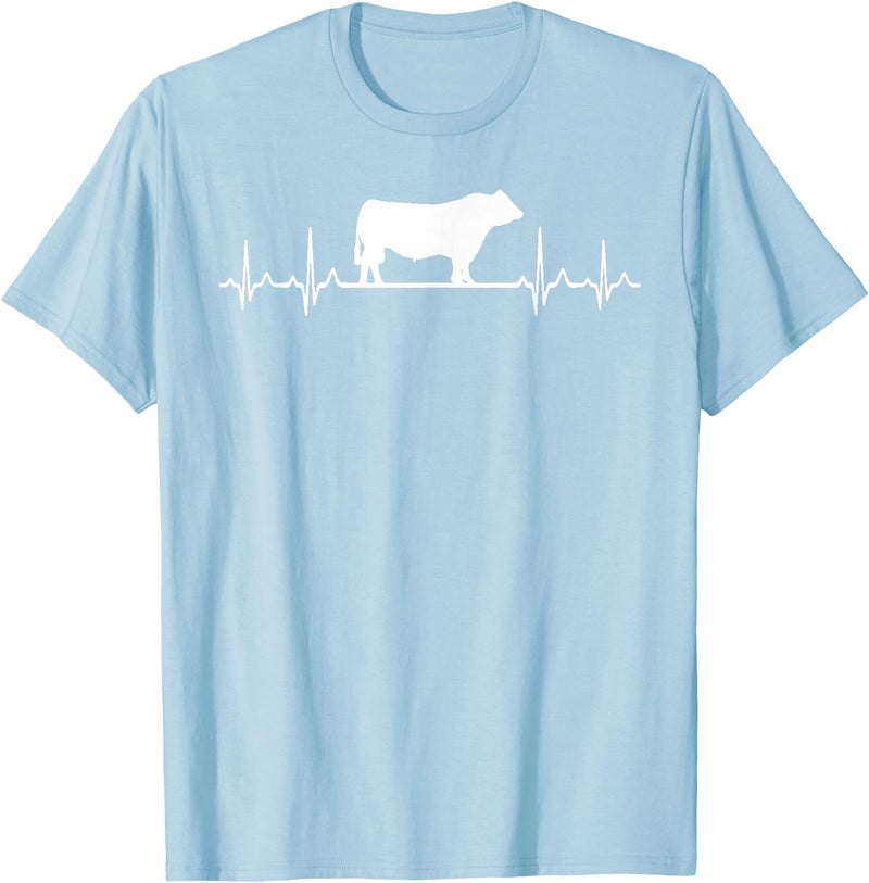 Black Angus Rancher Geschenk Für Bauern Heartbeat ECG Pulse Cow Black Angus Rancher T-Shirt - Baby Blue