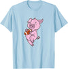 American Football USA animal Touchdown sport ball Pig plays American Football T-Shirt - Baby Blue