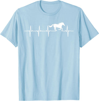 Heartbeat Horse Lover Gifts Women Men Girls Gifts Horse Lover Gifts Heart EKG Heartbeat Pulseline Cardiology T-Shirt - Baby Blue