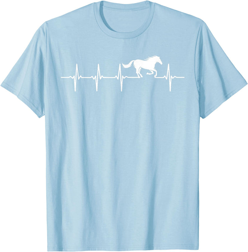 Heartbeat Horse Lover Gifts Women Men Girls Gifts Horse Lover Gifts Heart EKG Heartbeat Pulseline Cardiology T-Shirt - Baby Blue