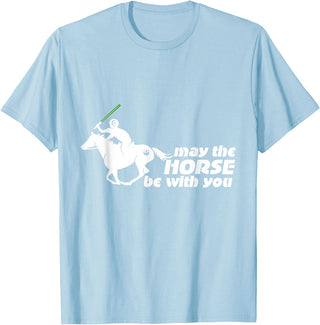 NickerStickers May the Horse Be With You | Equestrian Geek T-Shirt T-Shirt - Baby Blue