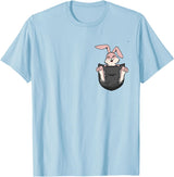 Cute Rabbit Bag Lover Bunny Graphic T-Shirt in Baby Blue