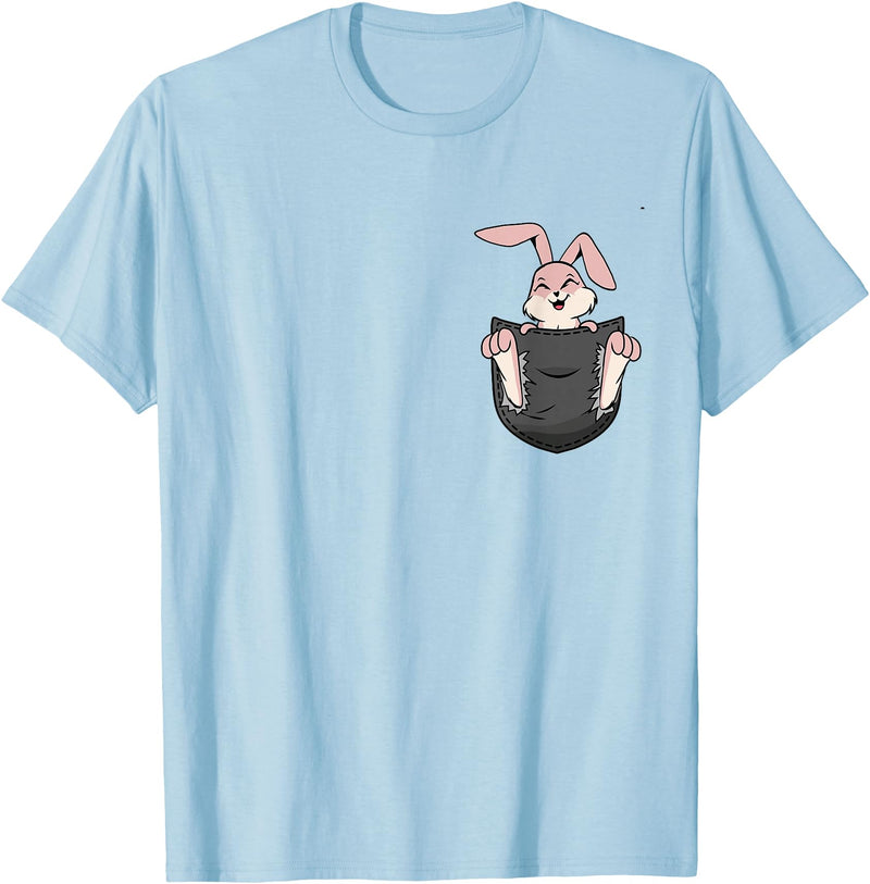 Cute Rabbit Bag Lover Bunny Graphic T-Shirt in Baby Blue