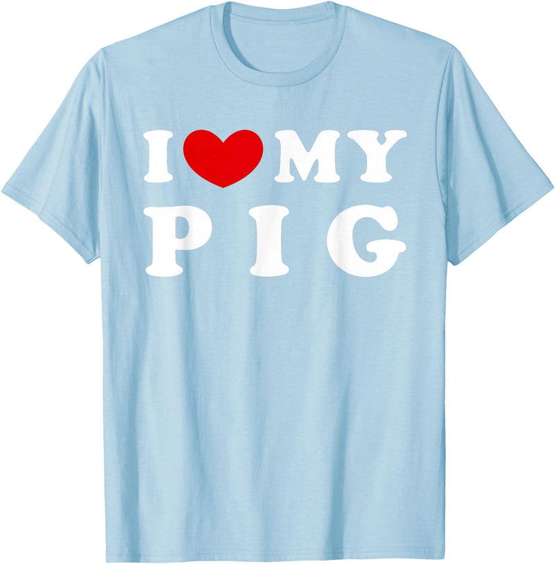 I Heart My Everything - Collection I Love My Pig T-Shirt - Baby Blue