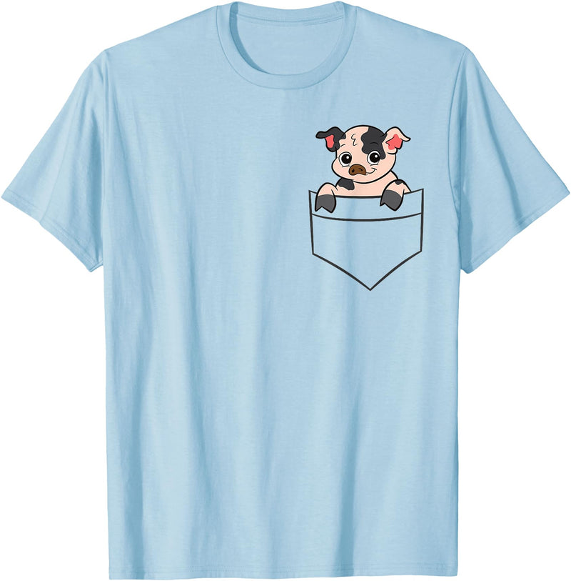 Funny Kunekune Pig Lover Gifts Kunekune Pig In a Pocket Cute Pocket Kunekune Pig T-Shirt - Baby Blue