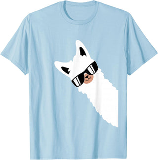 Funny Alpaca Apparel Lama Llama Alpaca with Sunglasses Lama Lover - Cool Lama T-Shirt - Baby Blue