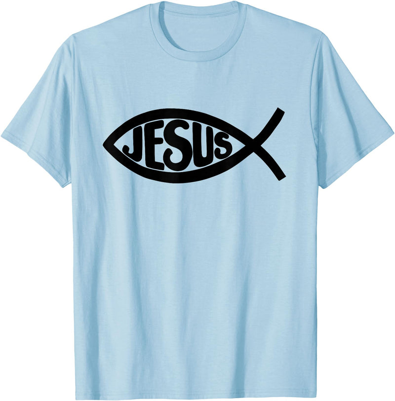 True Believing Christian Tees Jesus Fish T-Shirt - Baby Blue