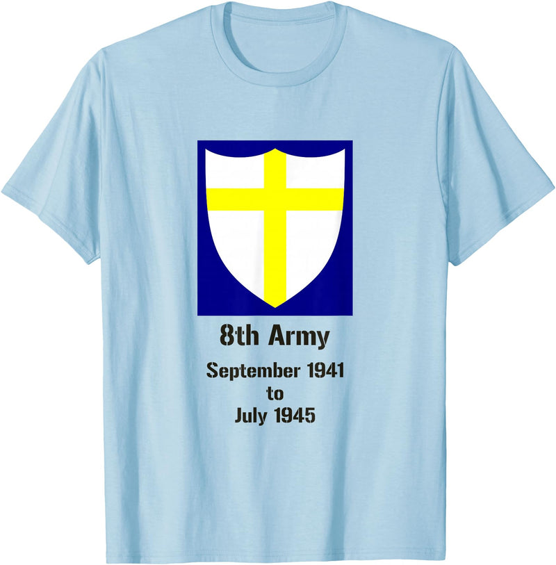Bear Cave Designs British 8th Army, WW2, Desert Rats T-Shirt - Baby Blue