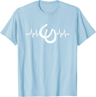 Horseshoe Horse Heartbeat Apparel Heartbeat Horse Lover Clothing - Horse Heartbeat T-Shirt - Baby Blue