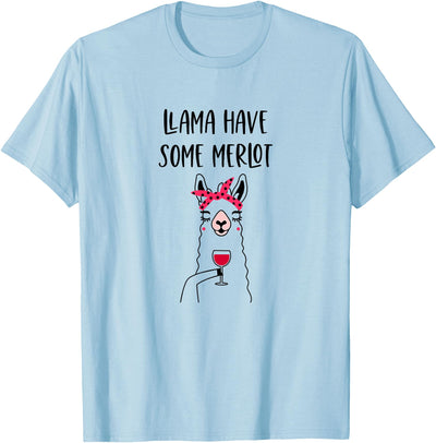 Hilarious Llama Designs Funny Llama Wine Llama Have Some Merlot Graphic T-Shirt