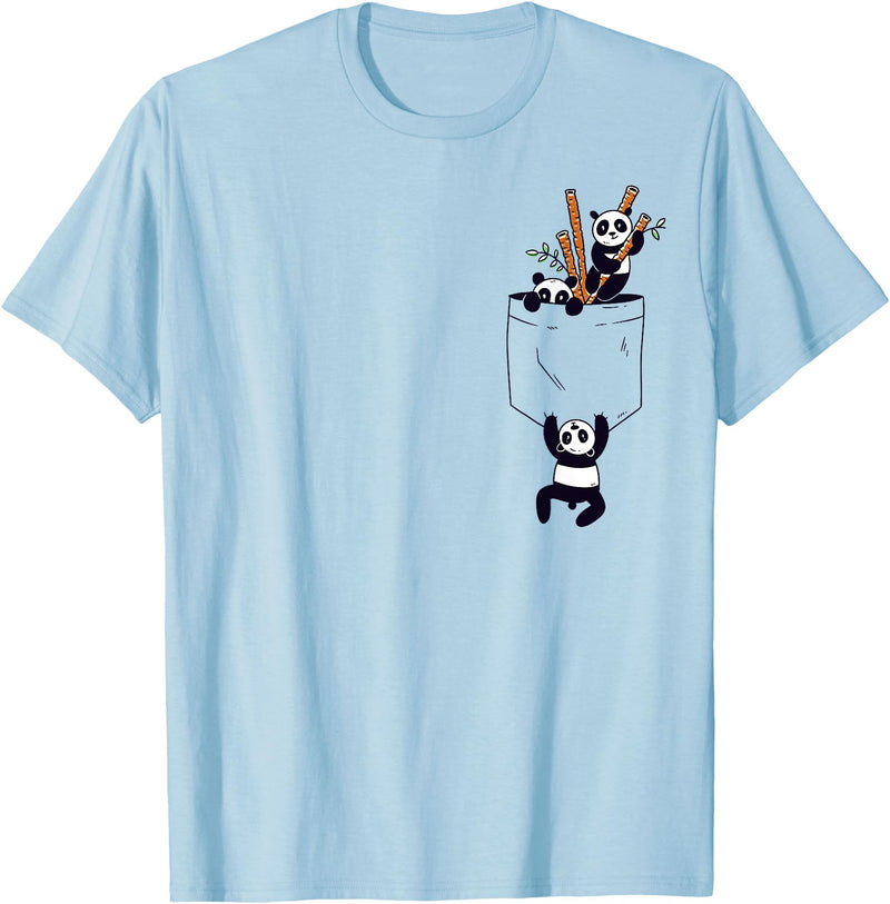 Kawaii Clothes - Anime Merch - japanese streetwear Kawaii Clothes Baby Panda Bear Pocket Panda T-Shirt - Baby Blue