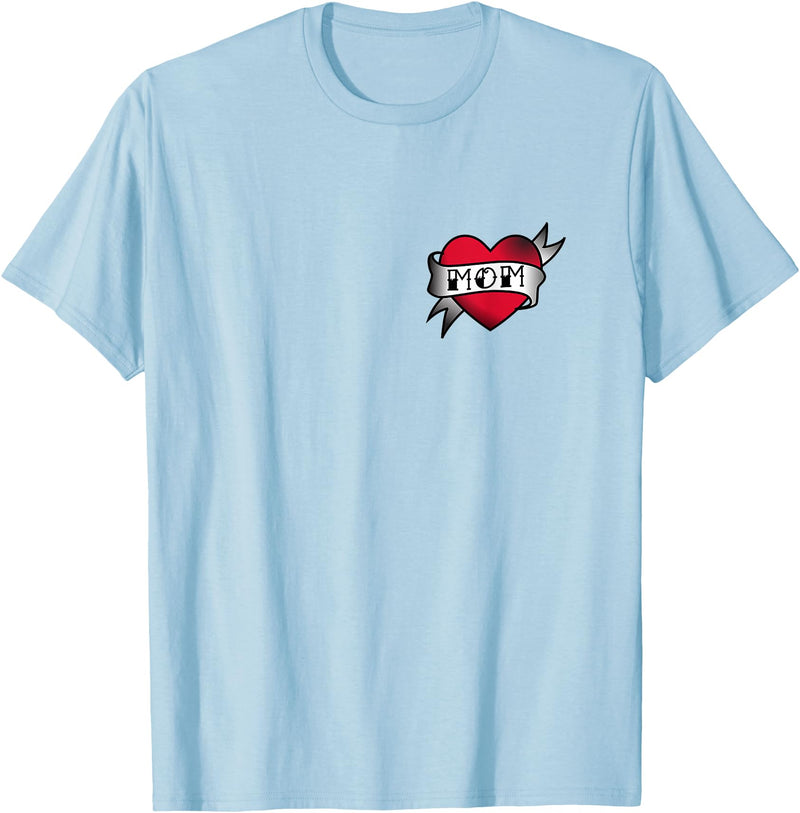 Mama Bear Tee Shirts Mom Heart Tattoo T-Shirt T-Shirt - Baby Blue