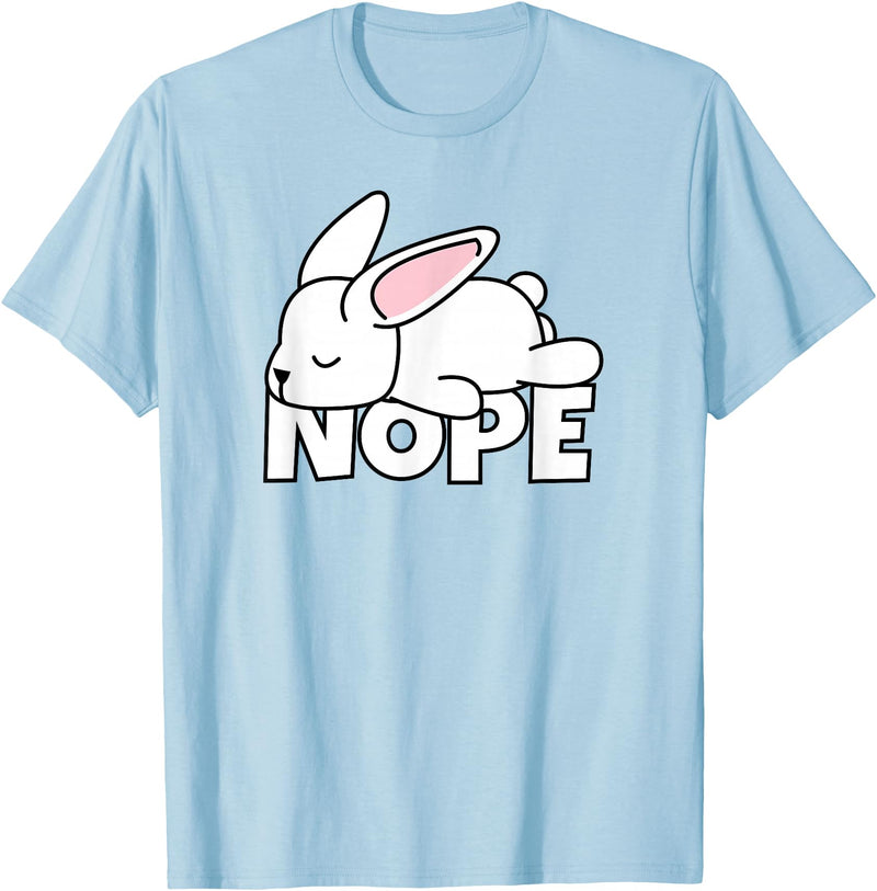 Lazy Rabbit Easter Bunny Not Today Nope T-Shirt in Baby Blue