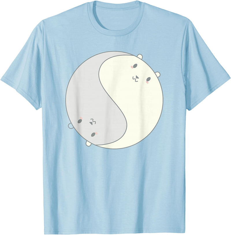 Cool Chibi Anime Ying Yang Zen Polar Bears Tee Cool Anime Polar Bears Chibi Kawai Manga Ying Yang Zen Tee T-Shirt - Baby Blue