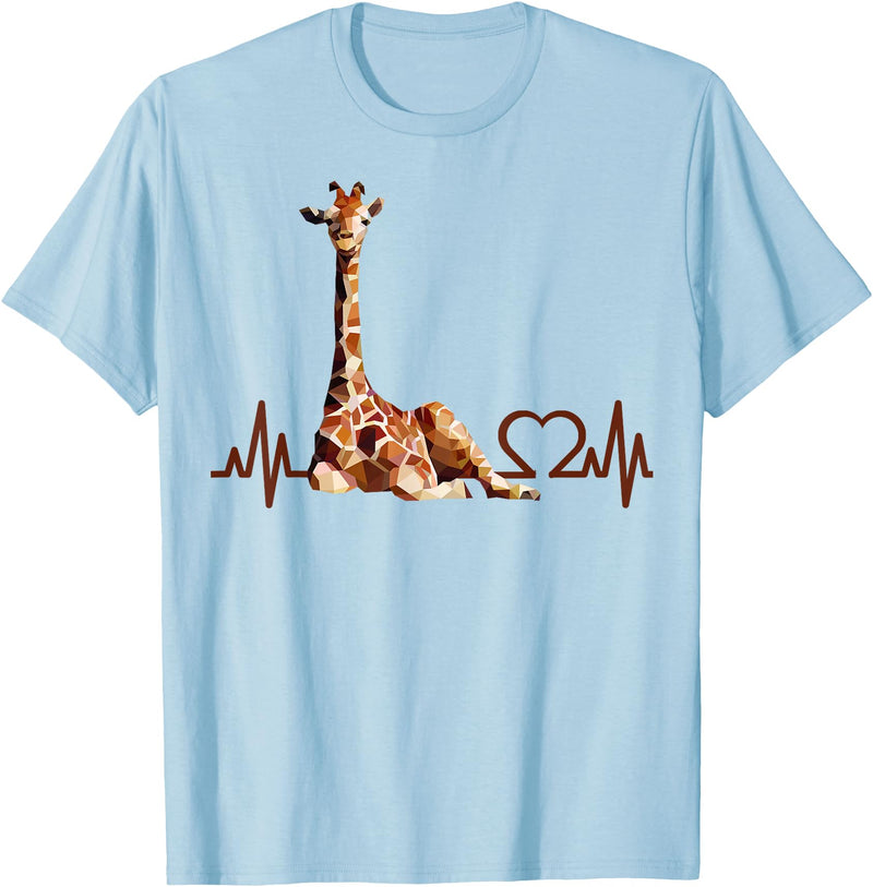 Giraffic print shirt Birthday Giraffe Heartbeat Shirt for Woman Man Kids T-Shirt - Baby Blue