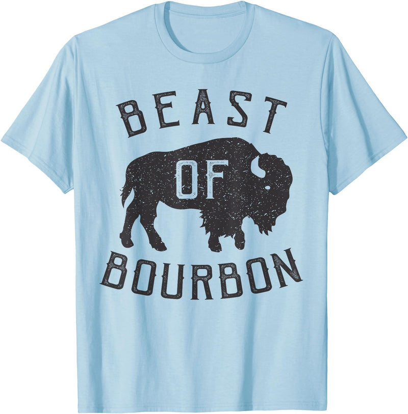 Drinking Fun designs - Big Ray Designs Beast of Bourbon Drinking Whiskey Design Bison Buffalo Party T-Shirt - Baby Blue