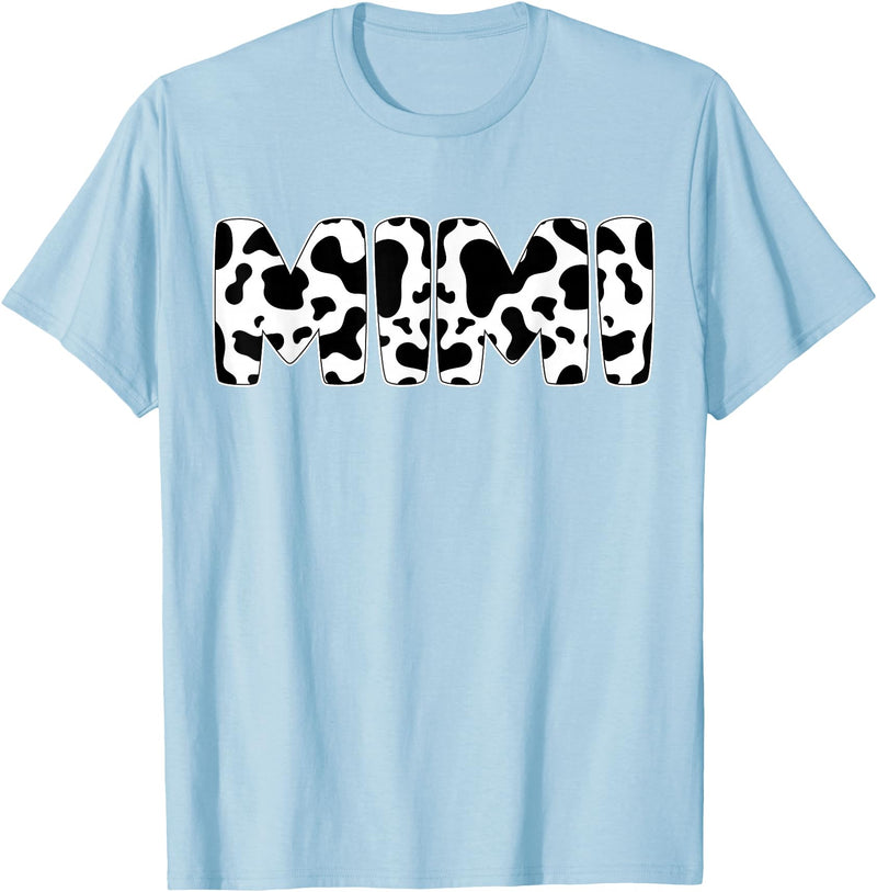 Family Matching Gifts Cow Mimi Cow Print Cow Pattern Mother's Day T-Shirt - Baby Blue