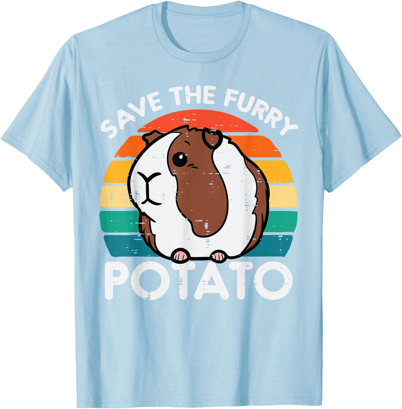 Guinea Pig Shirts For Men Women Kids Gift Guinea Pig Save Furry Potato Cavy Pet Owner Women Kids Men T-Shirt - Baby Blue