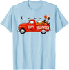 Spooky Harvest Cassic Pickup Truck Designs Classic Truck Happy Halloween Pumpkin Spooky Fall Farmhouse T-Shirt - Baby Blue