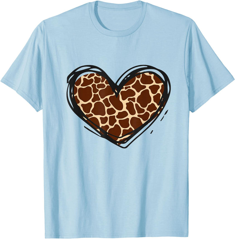 Giraffe Print Apparel Giraffe Heart Giraffe Print Clothes T-Shirt - Baby Blue