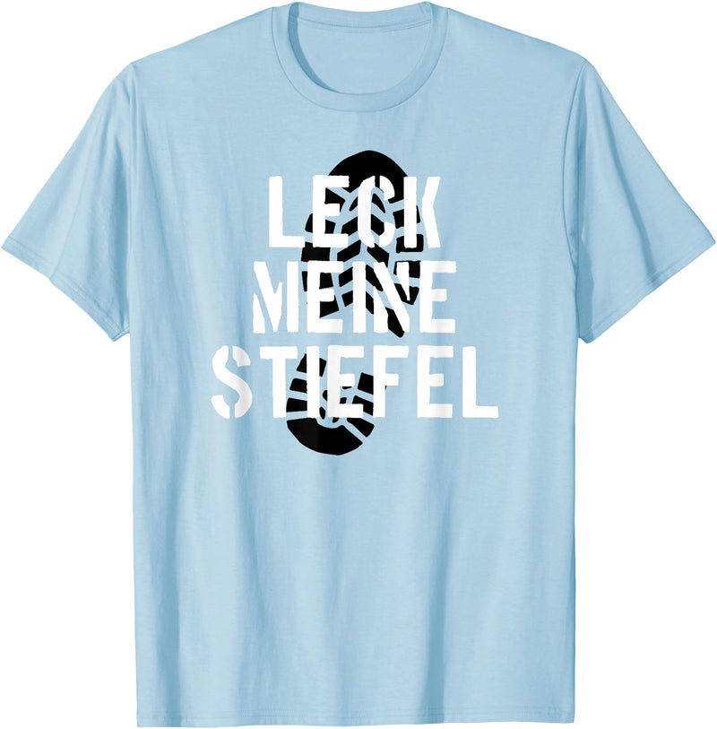 Bear Daddy Leck Meine Stiefel Lick My Boots German Gay Leather T-Shirt T-Shirt - Baby Blue