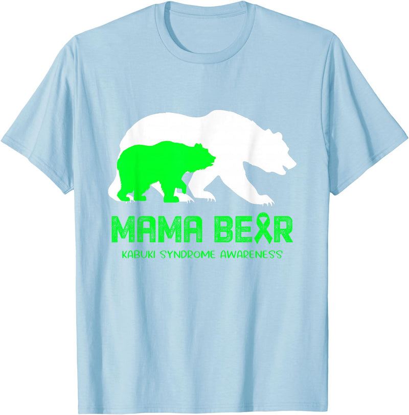 Kabuki Syndrome Awareness T-Shirt Mama Bear Kabuki Syndrome Awareness Shirt for Men and Women T-Shirt - Baby Blue
