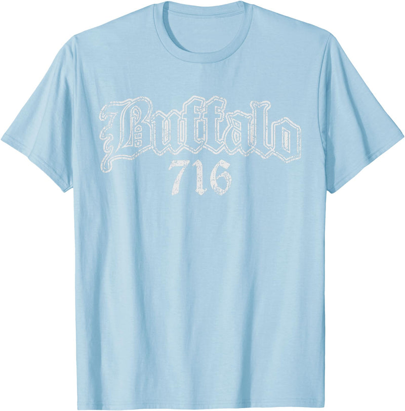Buffalo NY by Kruzelly Vintage Buffalo New York 716 T-Shirt - Baby Blue