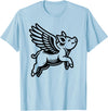 Funny Pig Humor by TKsTees Funny Flying Pig Oink Aviator T-Shirt - Baby Blue