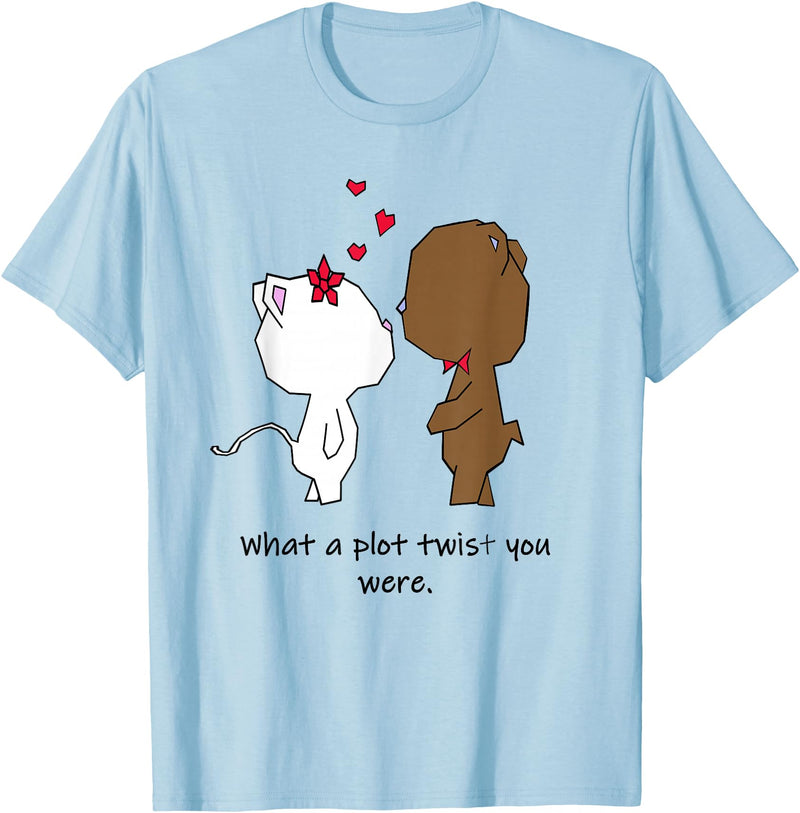 Valentinstag Geschenk - Love Animal Couple Love Animal Cat and Bear Couple - Valentine's Day Gift T-Shirt - Baby Blue