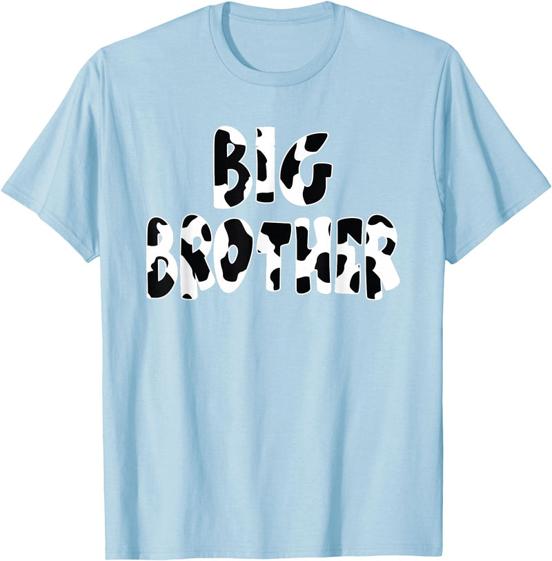 funny saying Gifts for Family Members and more Big Brother Cow Print Cow Pattern T-Shirt - Baby Blue